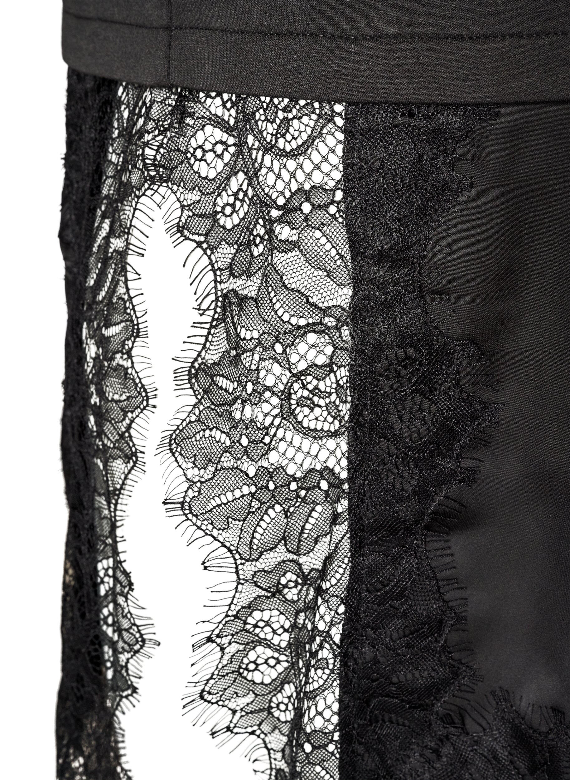 ZizziJersey blouse met gelaagde look en kant, Zwart, Packshot image number 3