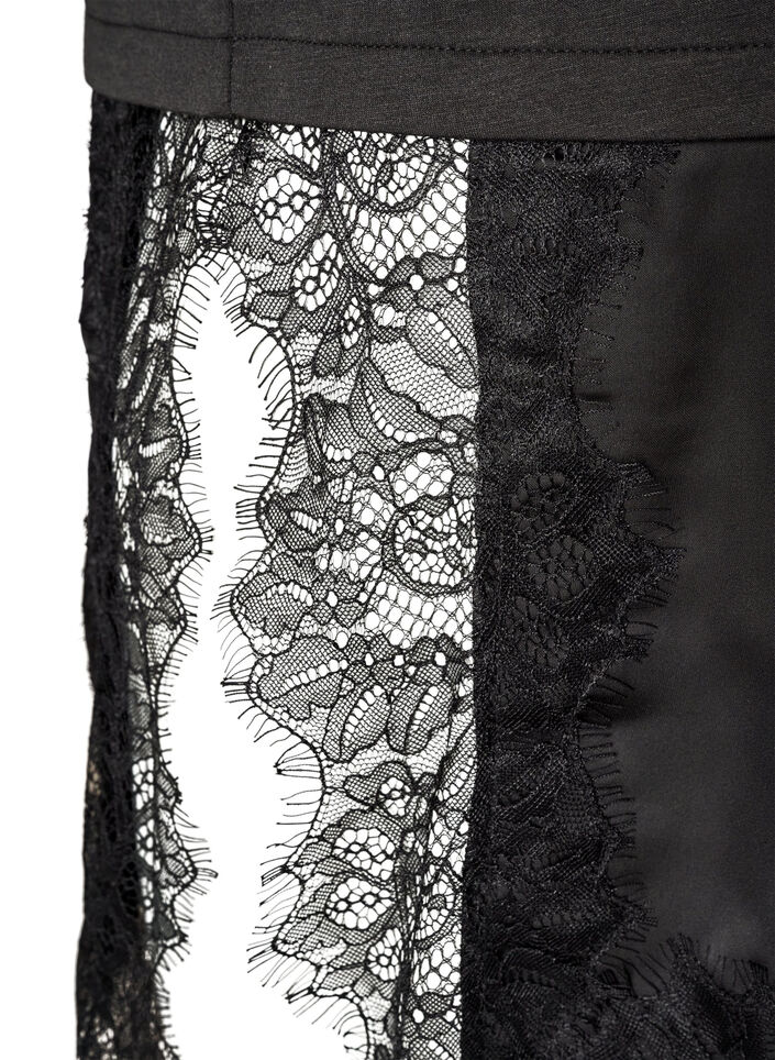 Jersey blouse met gelaagde look en kant, Zwart, Packshot image number 3