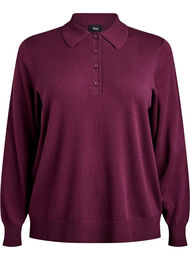 Strik blouse met kraag, Donker Bordeaux