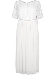 Maxi-jurk met rugdecolleté en korte mouwen, Bright White