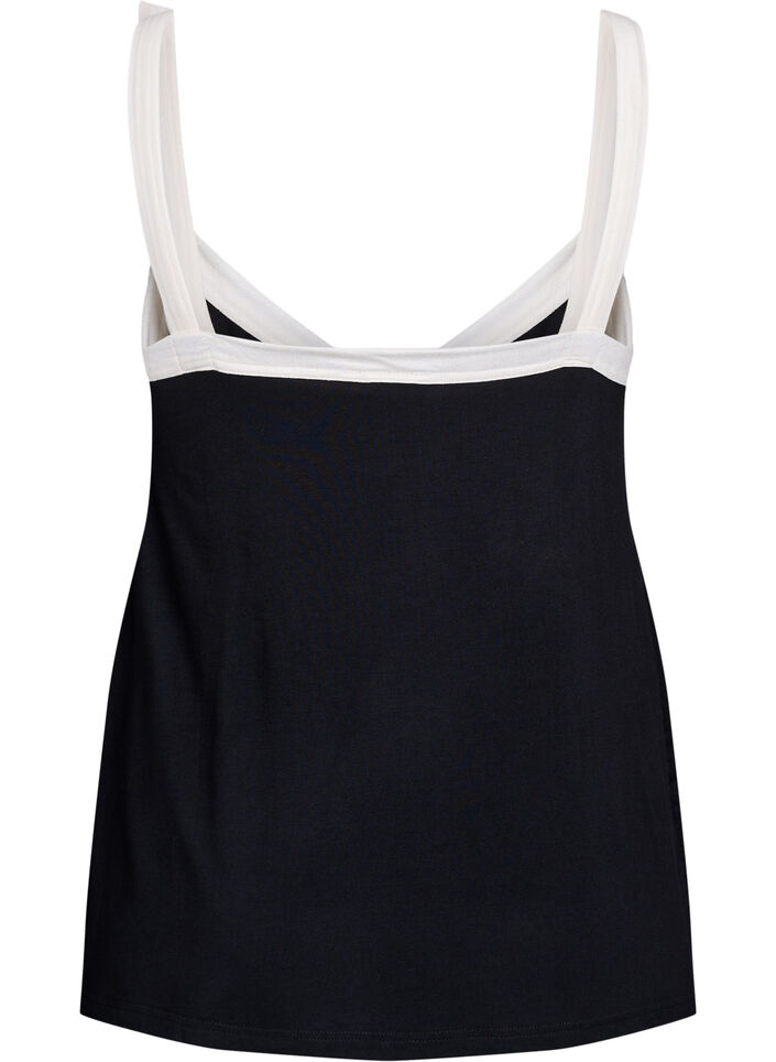 Nacht top met bandjes en V-hals, Zwart, Packshot image number 1