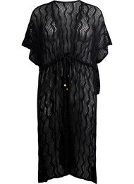 Strand kimono met strikceintuur, Zwart