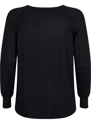 Gebreide blouse met raglanmouwen, Black, Packshot image number 1