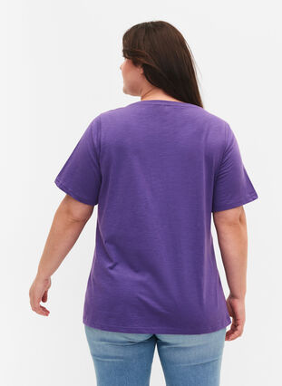 Set van 2 basic t-shirts in katoen, Deep Lavender/Black, Model image number 1