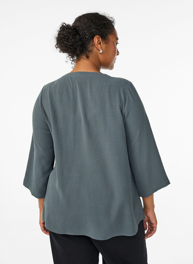 Blouse met 3/4 mouwen, Groen, Model image number 2