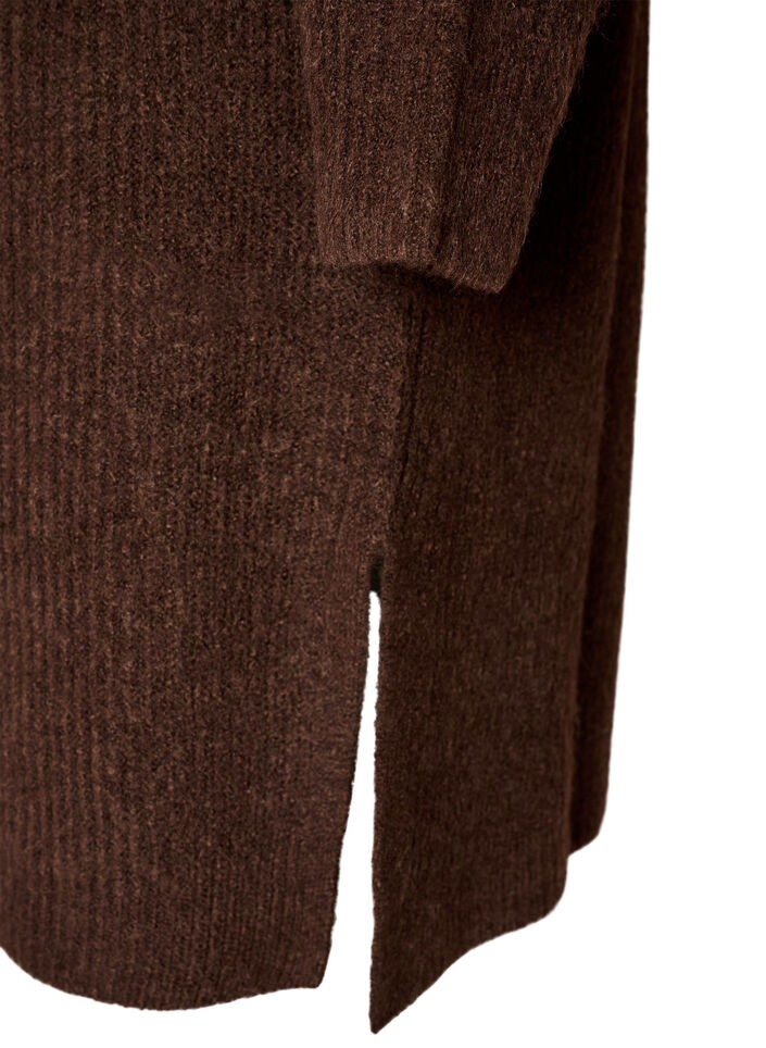 Gebreide jurk met col, Bruin, Packshot image number 3