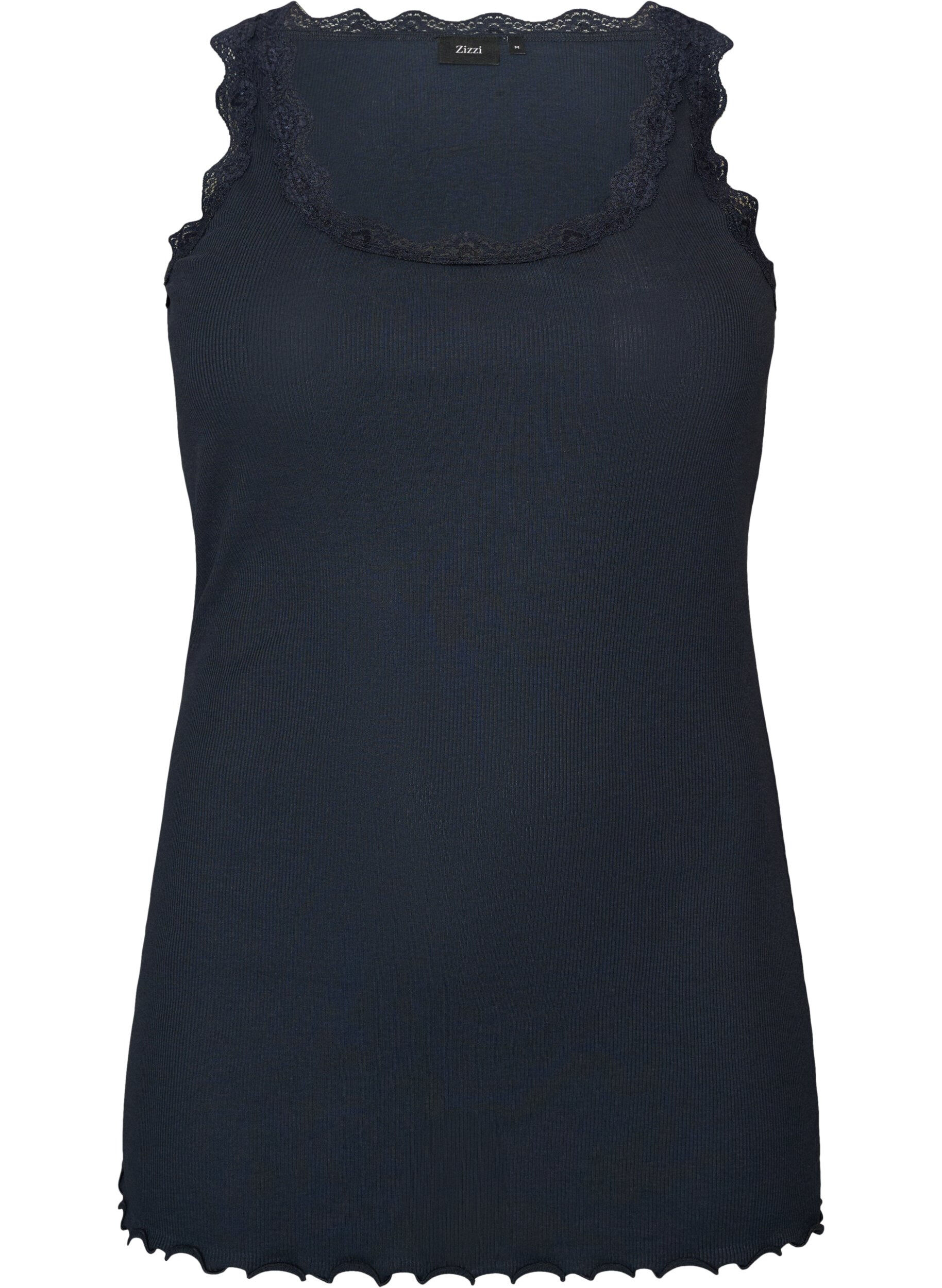 ZizziTop met kant, Blauw, Packshot image number 0