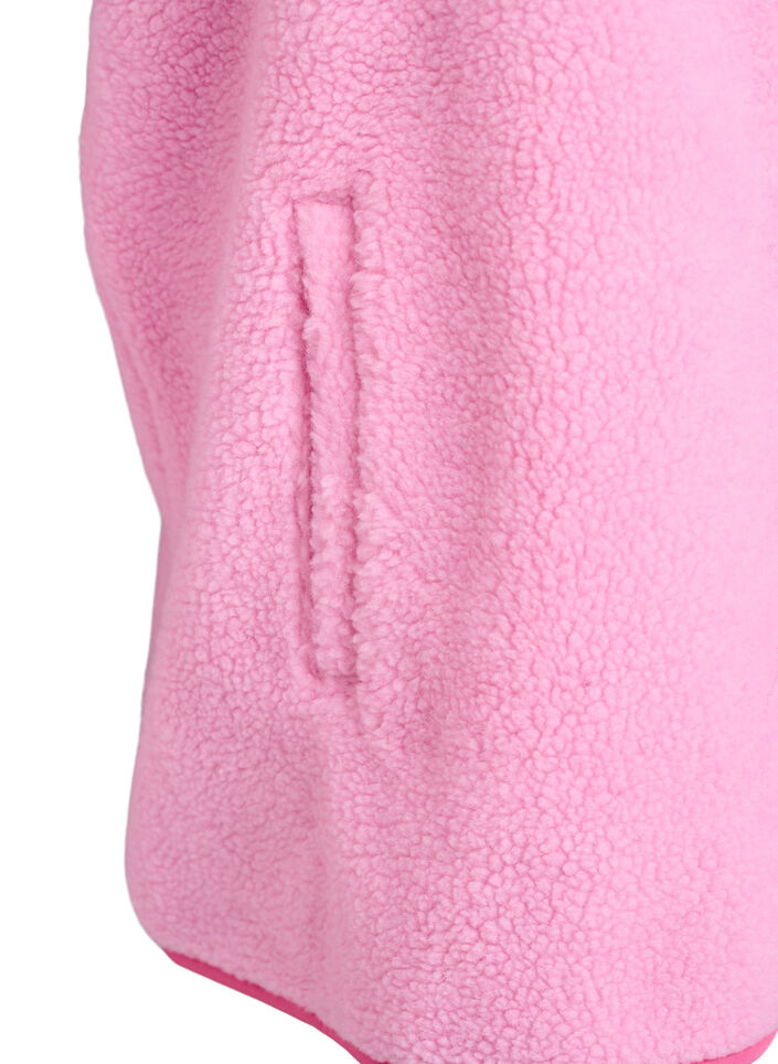 Teddy-fleecevest met ritssluiting en contrasteerdetail, Roze, Packshot image number 3