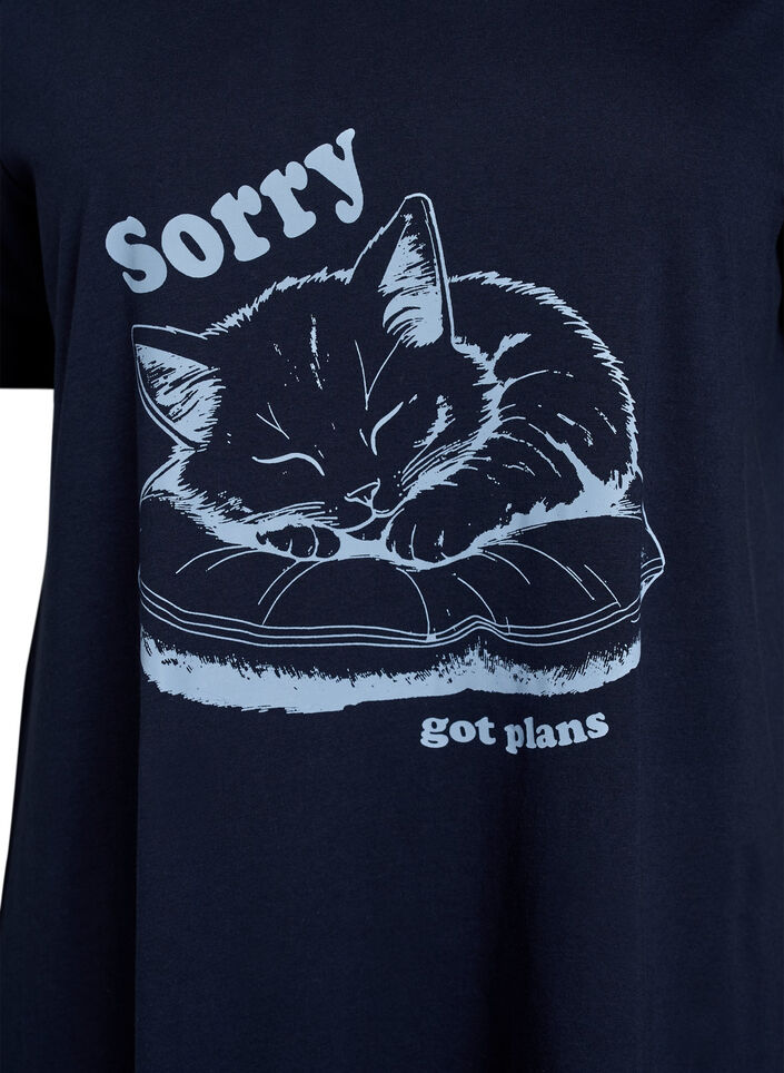 Nachtjapon met korte mouwen van biologisch katoen, Blauw, Packshot image number 2