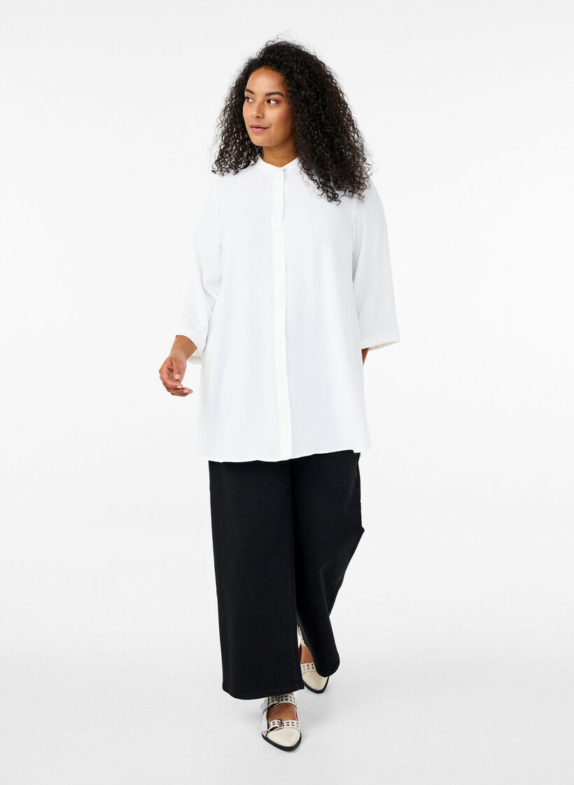 Tuniek met 3/4 mouwen, Vanille, Model image number 1