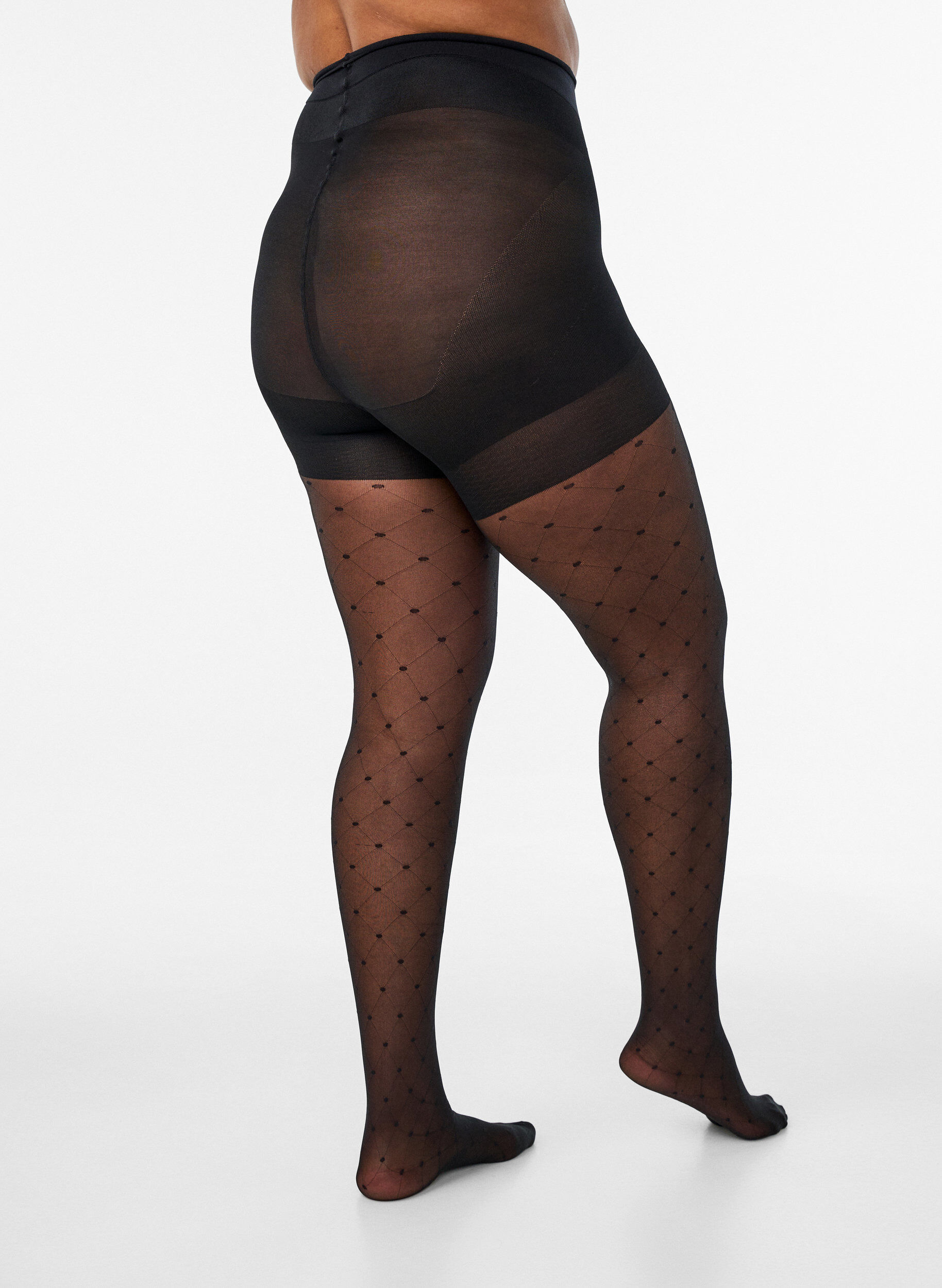 ZizziPush-up 25 denier panties met stippenpatroon, Zwart, Model image number 1