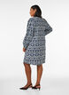 Jurk van viscose met patroon en lange mouwen, Blauw, Model image number 2