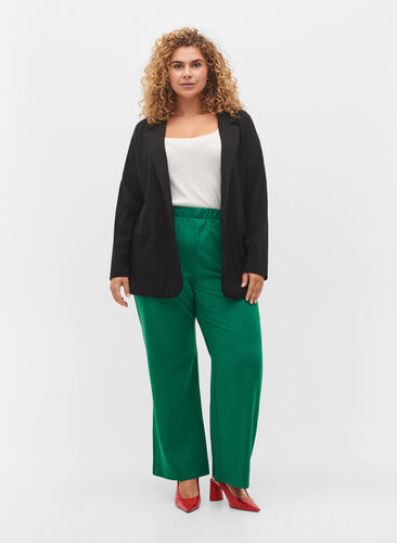 Flared broek met elastiek in de taille, Verdant Green, Model image number 0