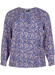 FLASH - Blouse met lange mouwen en print, Strong Blue Flower