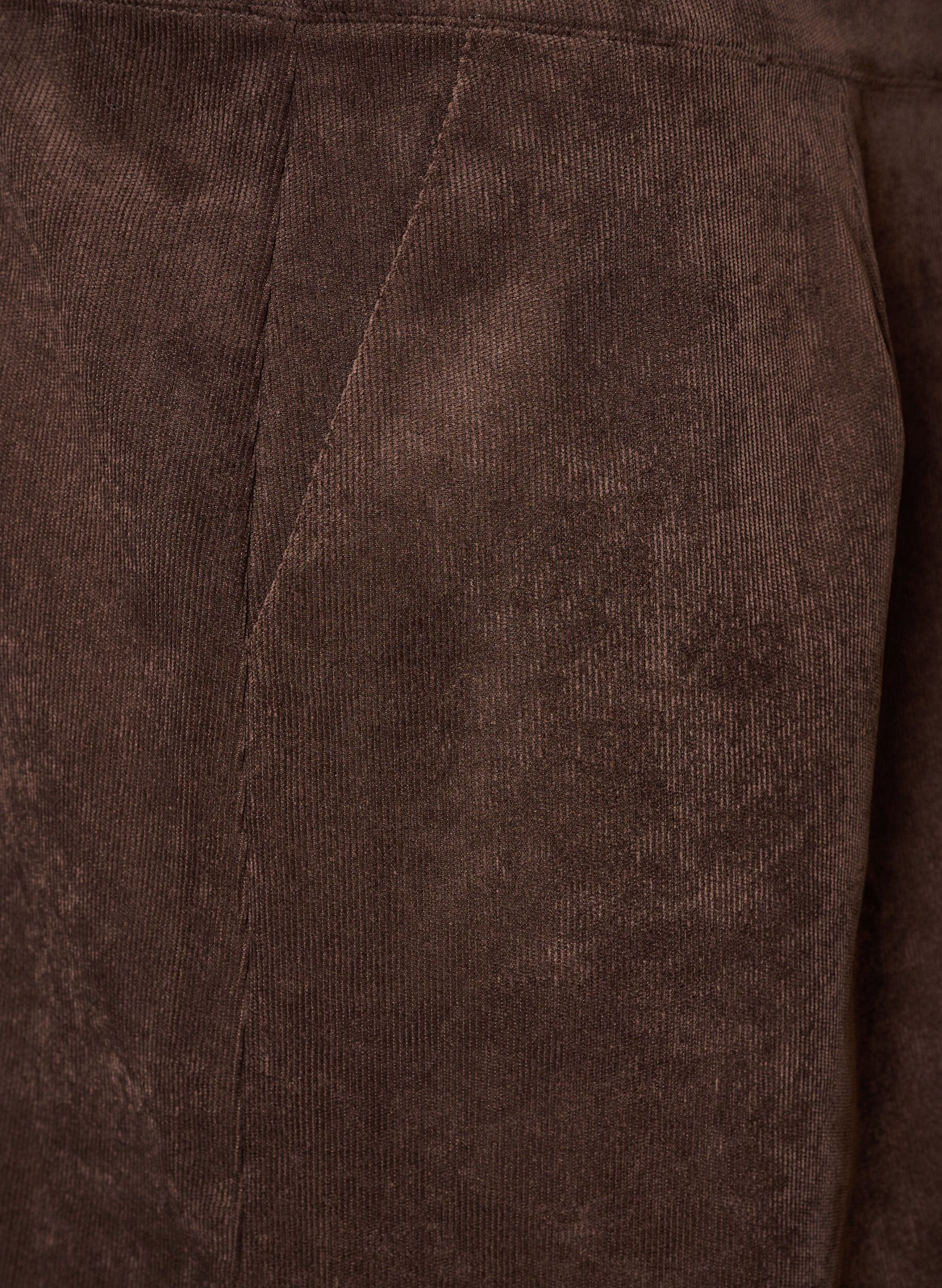 ZizziKorte corduroy rok met drukknopen, Bruin, Packshot image number 3