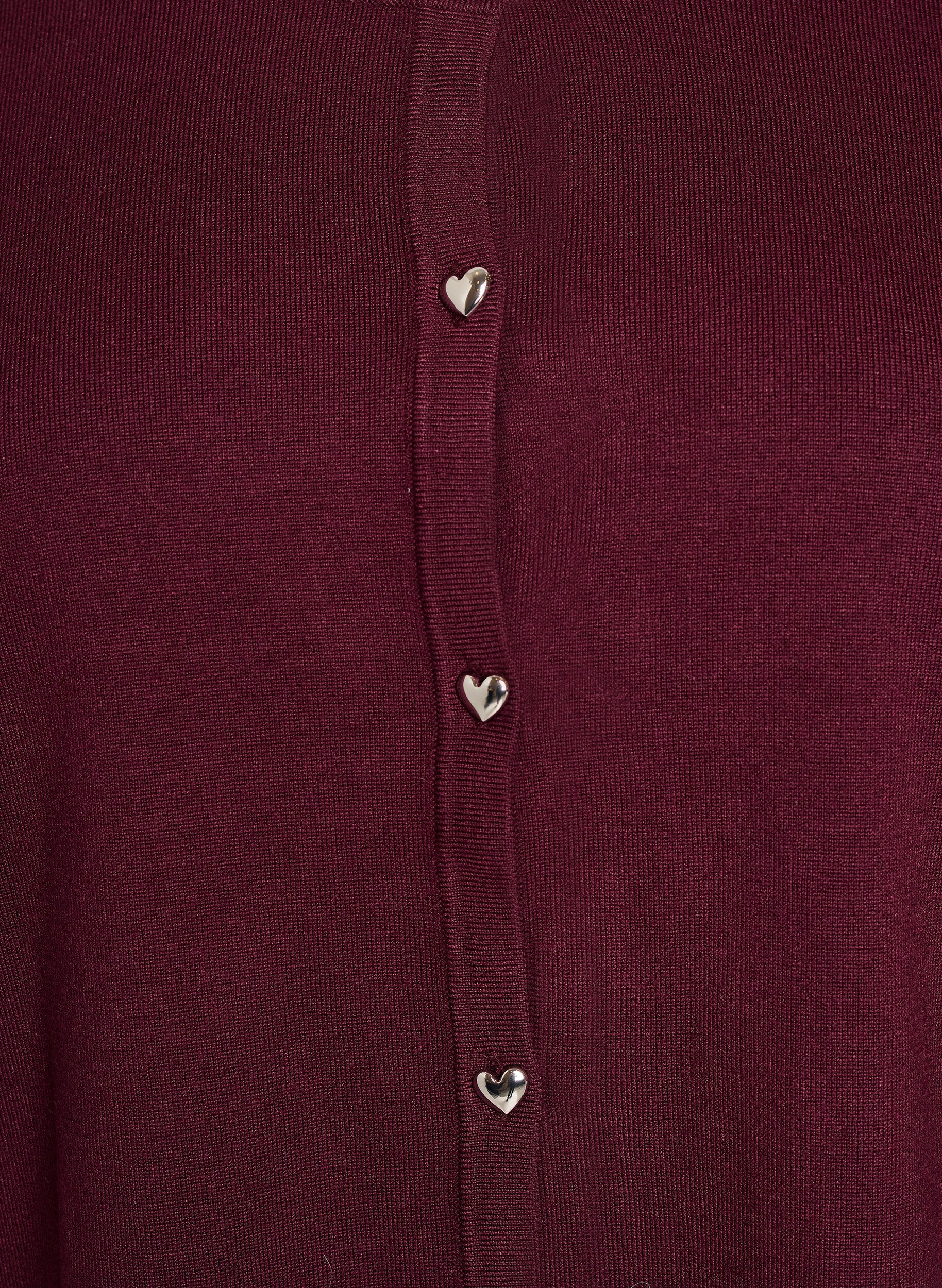 ZizziGebreid vest met hartvormige knopen en korte mouwen, Rood, Packshot image number 2
