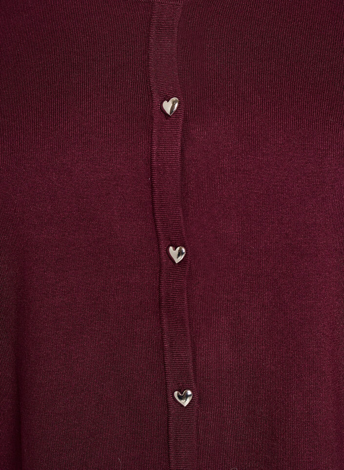 Gebreid vest met hartvormige knopen en korte mouwen, Rood, Packshot image number 2