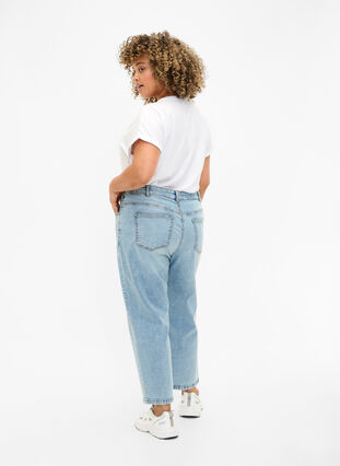 Cropped Vera jeans met destroy details	, Blue Denim, Model image number 1
