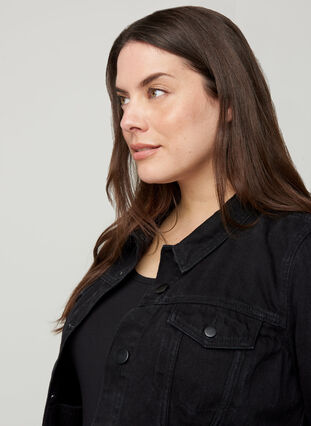 Korte denim jas , Black, Model image number 2
