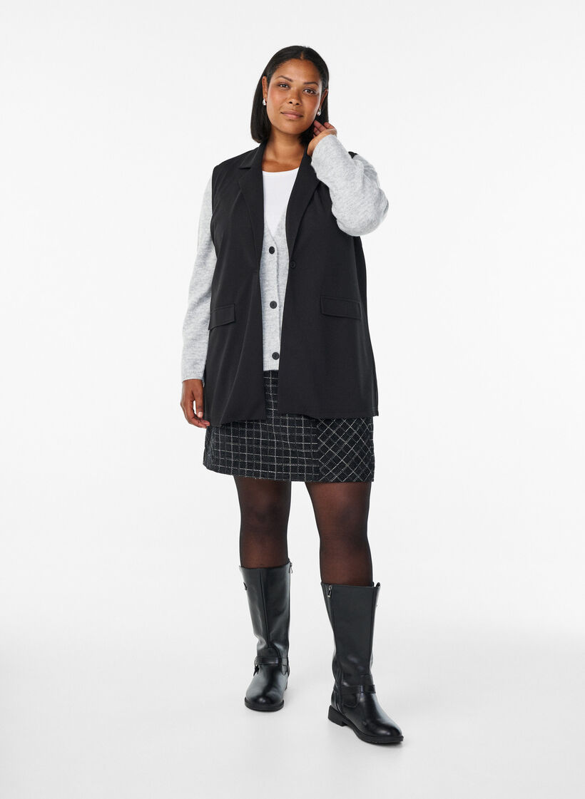 Mouwloze blazer bodywarmer met klassieke revers, Zwart, Model image number 1