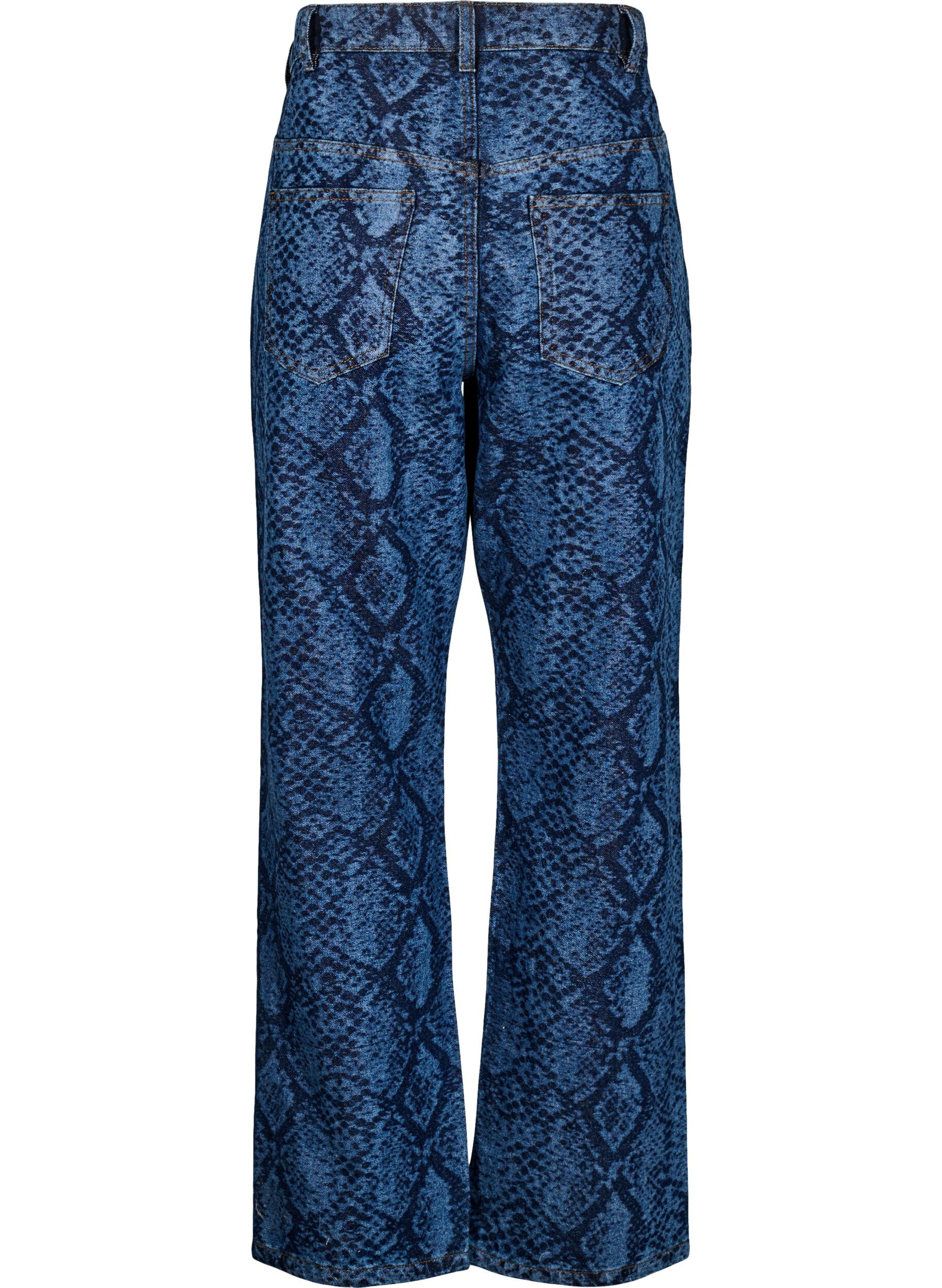 Zizzi Emily jeans met slangenprint, Blauw, Packshot image number 1