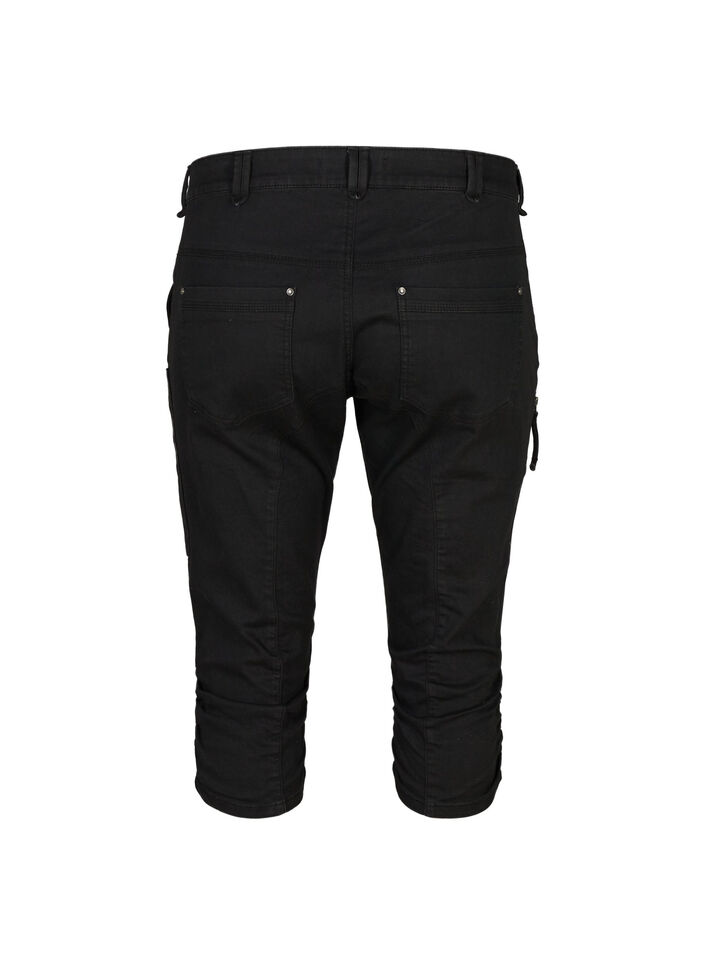 Slim fit capri jeans met zakken, Zwart, Packshot image number 1