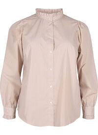 Overhemd blouse met strepen en ruches