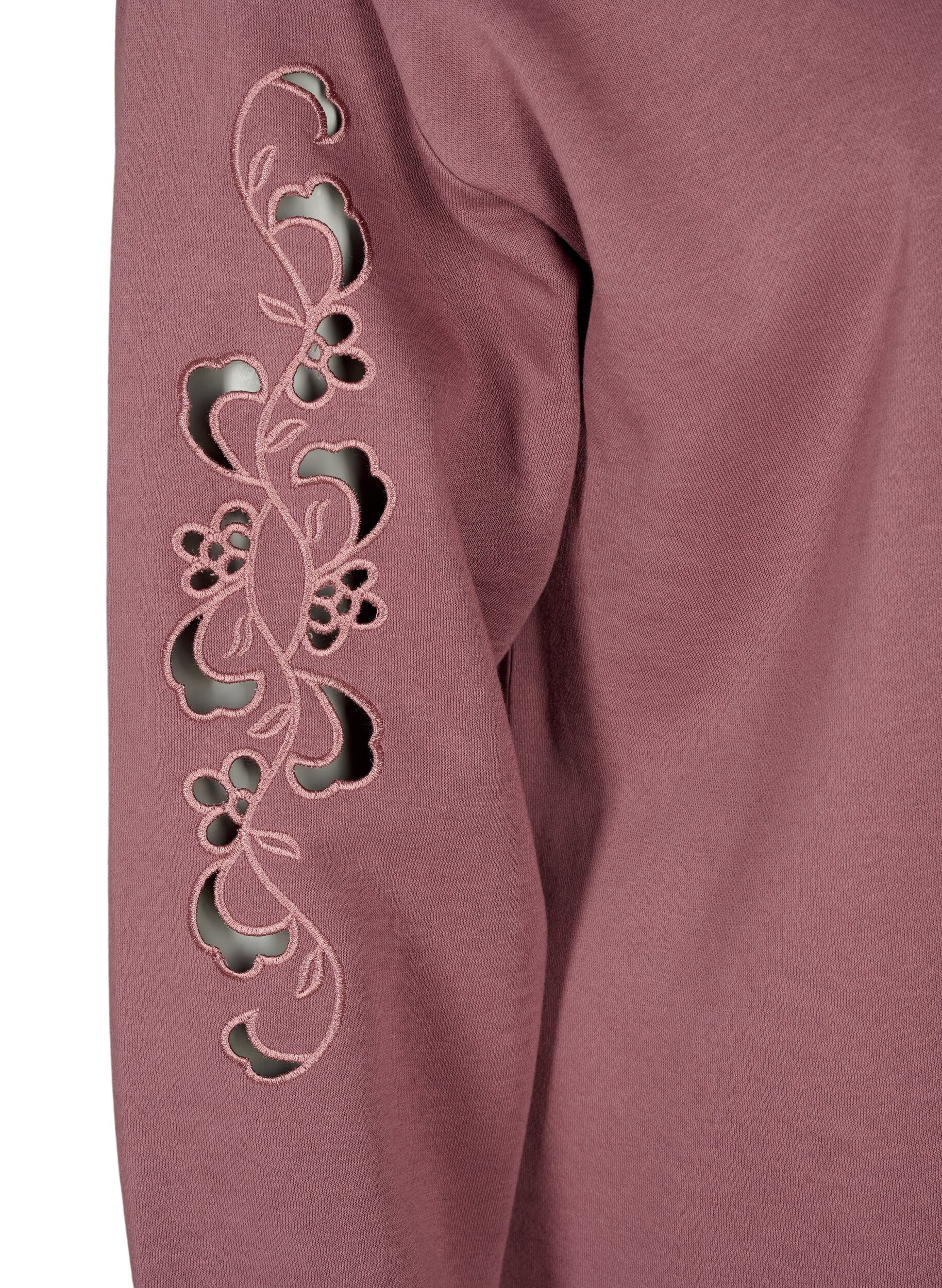 Zizzi Sweater-jurk met geborduurde details, Rose Brown, Packshot image number 3