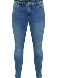Super slim Amy jeans van katoenmix, Blue denim