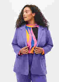Basic blazer met knoop en sierzakken, Ultra Violet, Model