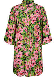 Overhemdjurk van viscose met bloemenprint, Pink G. Flower AOP