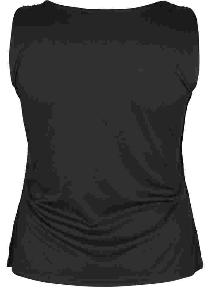 Mouwloze pailletten top met v-hals, Black, Packshot image number 1