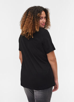 Katoenen t-shirt met korte mouwen en print, Black/Magnificent, Model image number 1