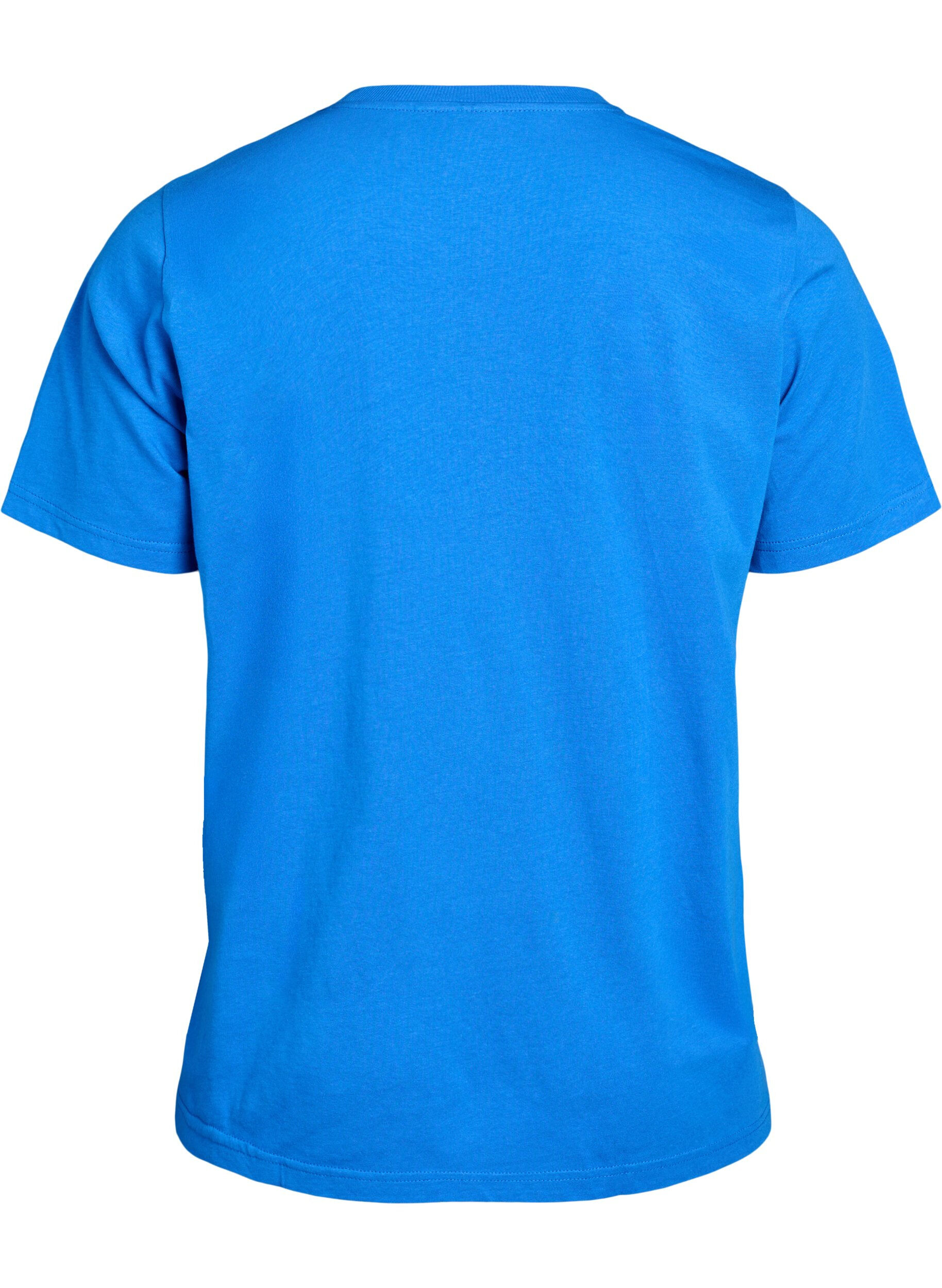 Zizzi Basic katoenen T-shirt met ronde hals, Blauw, Packshot image number 1