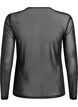 Blouse met mesh en lange mouwen met rhinestones, Zwart, Packshot image number 1