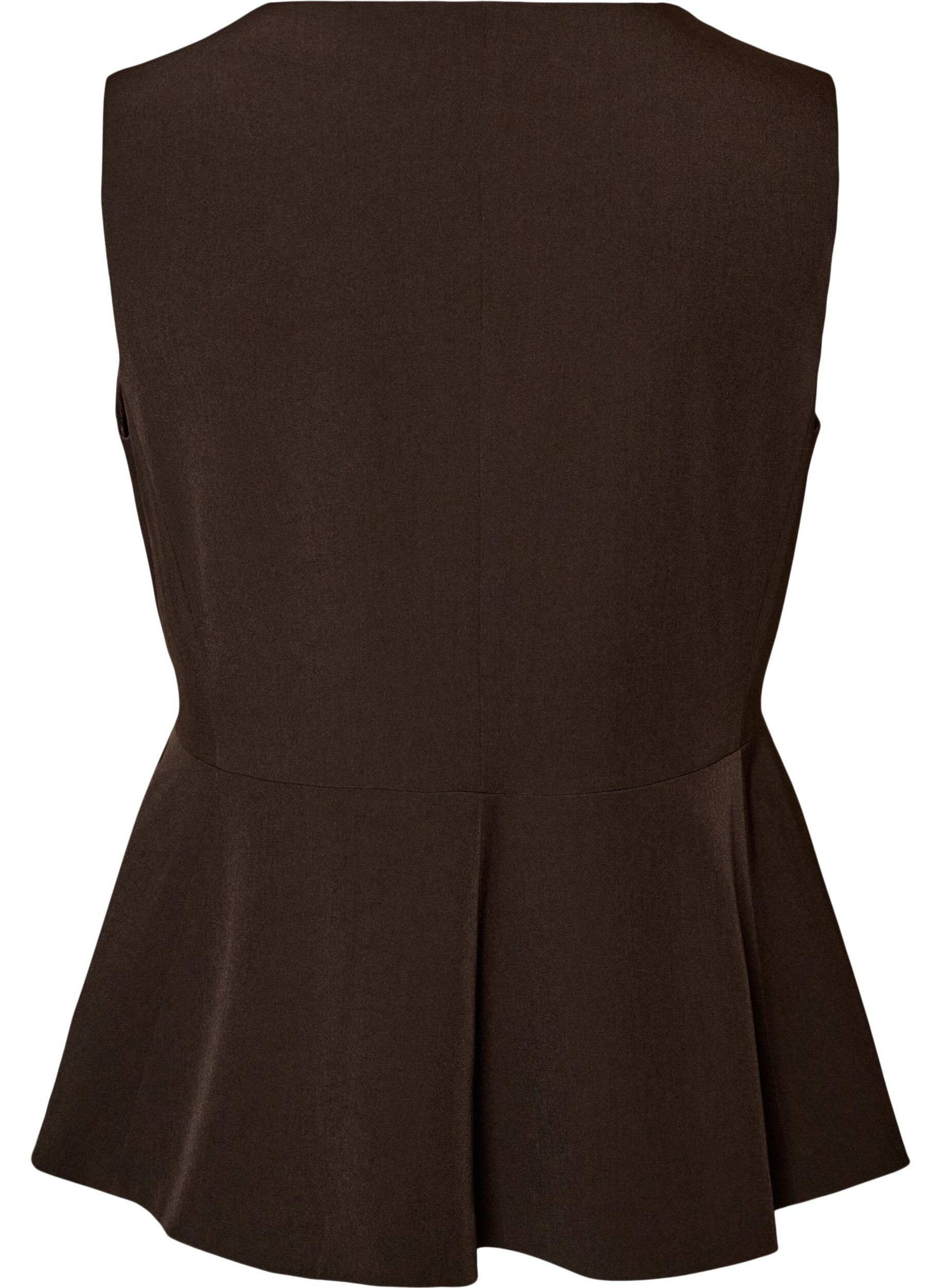 ZizziGilet met krijtstreep en peplum, Bruin, Packshot image number 1