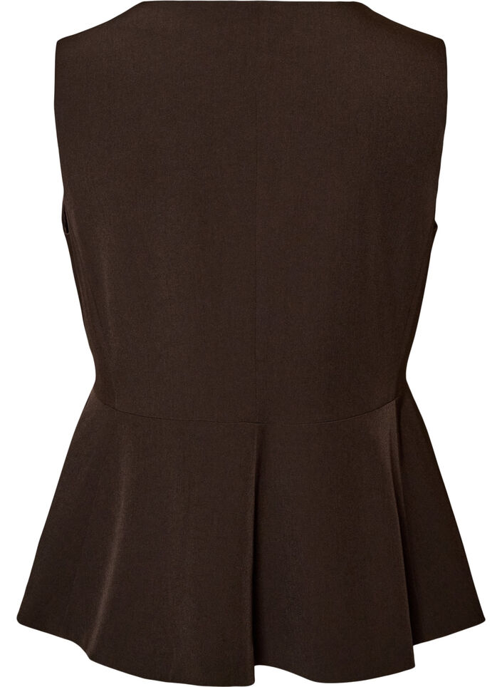 Gilet met krijtstreep en peplum, Bruin, Packshot image number 1