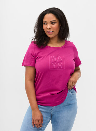 Katoenen t-shirt met print , Festival Fuchsia WAY, Model image number 0