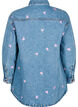 Losse denimshirt met geborduurde hartjes, Light Blue Heart, Packshot image number 1