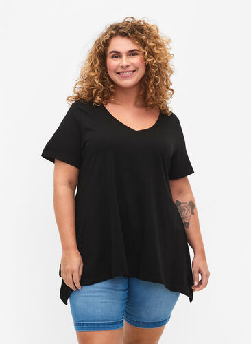 Katoenen t-shirt met korte mouwen, Black SOLD, Model image number 0