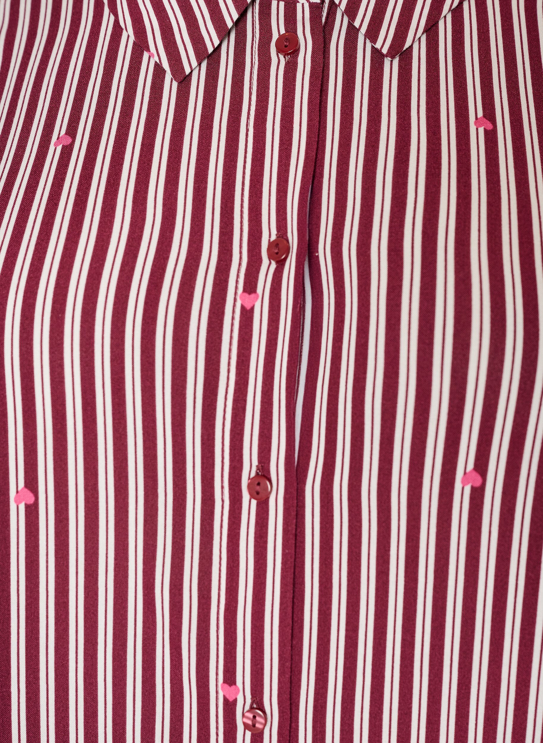 ZizziNachtshirt met strepen en hartjes, Donker Bordeaux, Packshot image number 2