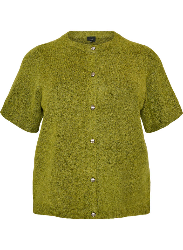 Gebreid vest met korte mouwen, Groen, Packshot image number 0