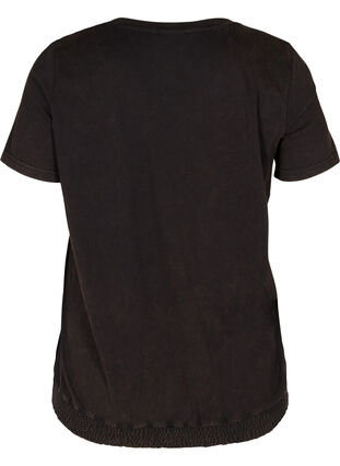 T-shirt van biologisch katoen met smokwerk, Black, Packshot image number 1