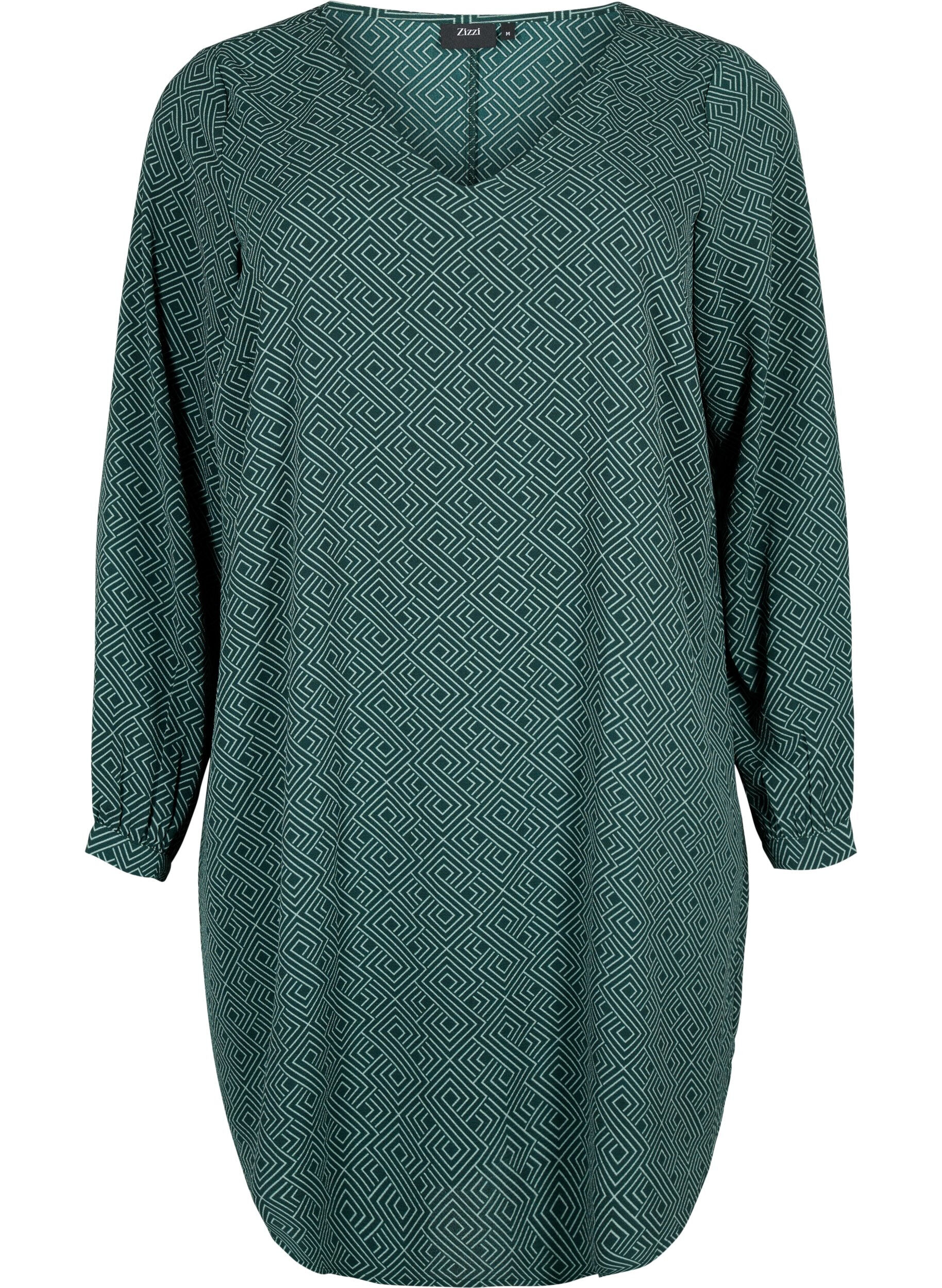 Zizzi Jurk met V-hals en print, Scarab Graphic AOP, Packshot image number 0