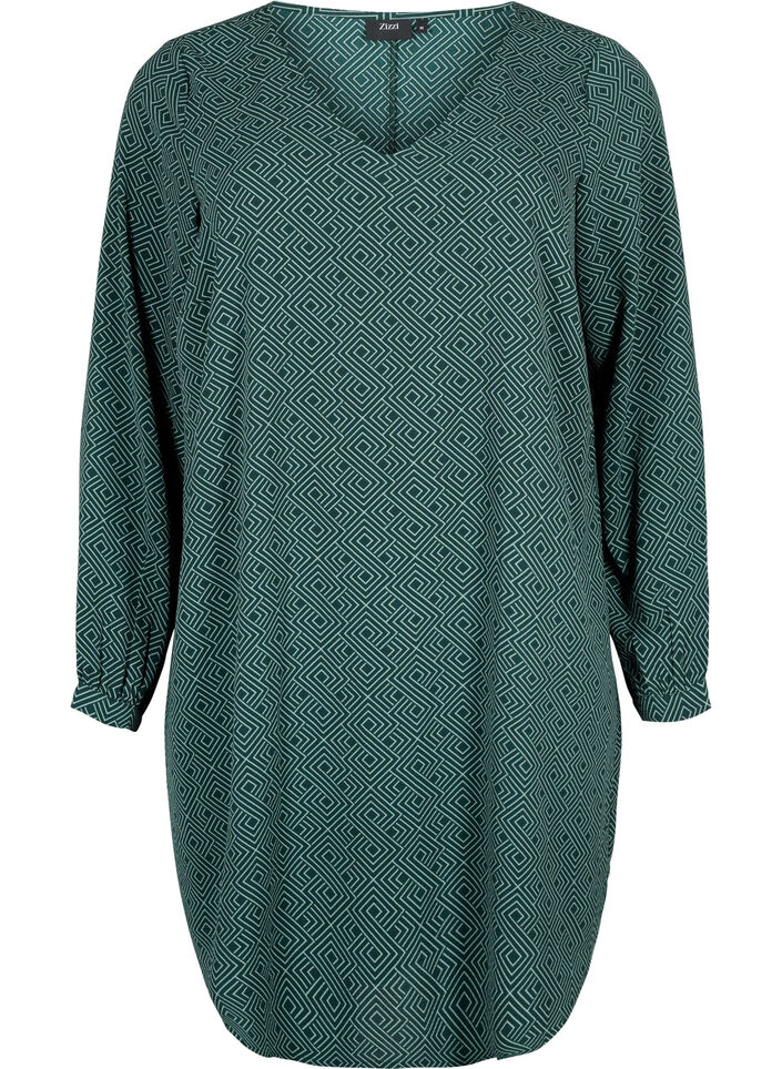 Jurk met V-hals en print, Scarab Graphic AOP, Packshot image number 0