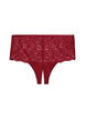 Hipsterstring zonder kruisje met kant en hoge taille, Rood, Packshot image number 0