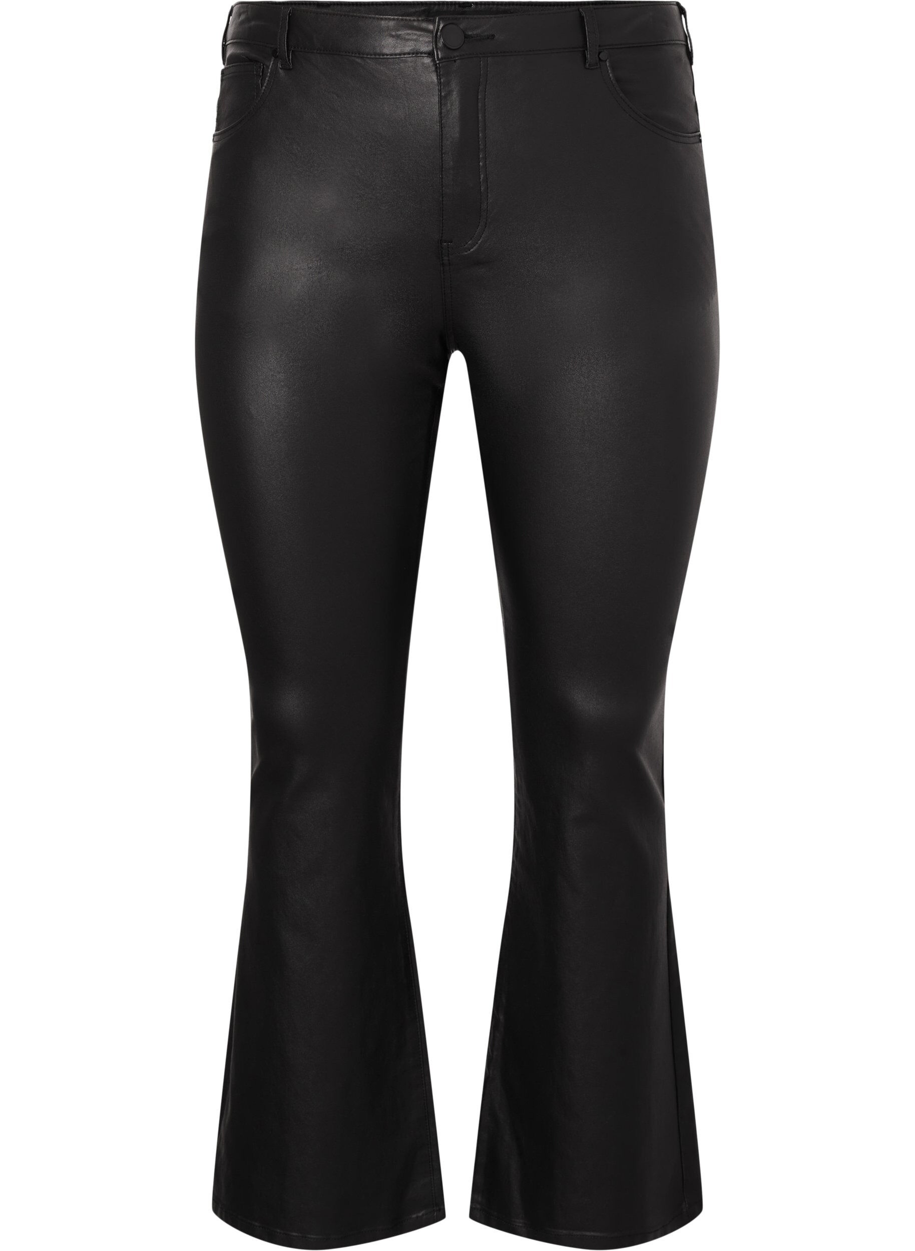 Zizzi Ellen jeans met coating en bootcut, Black, Packshot image number 0