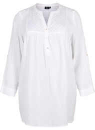 Tuniek van katoen met anglaise borduurwerk, Bright White