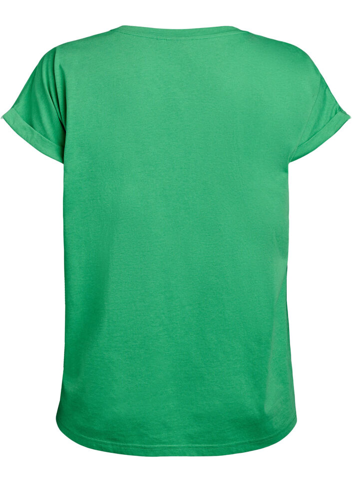 T-shirt met korte mouwen van katoenmix, Groen, Packshot image number 1