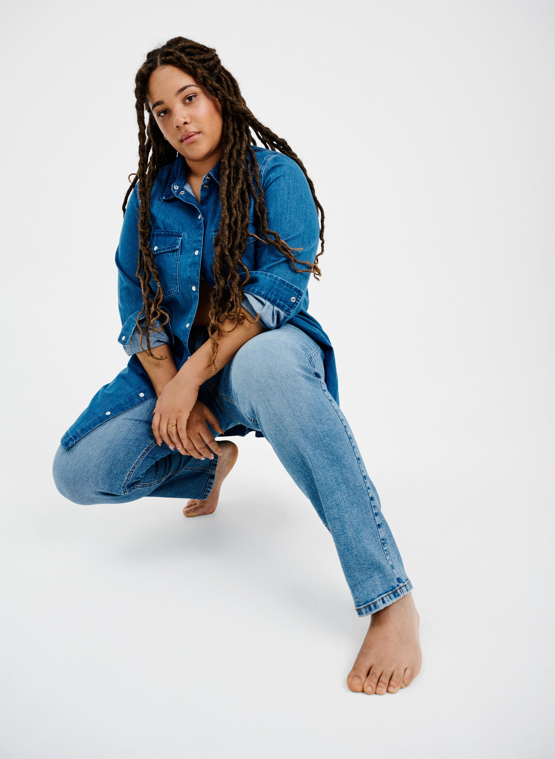 Zizzi Tweekleurige Mille Mom Fit Jeans, Lt. B. Comb, Image image number 1